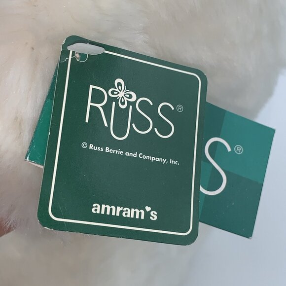 Russ Berrie Tic Toc Christmas Mouse w /Tags Festive Red Bow White Pink - Picture 7 of 9